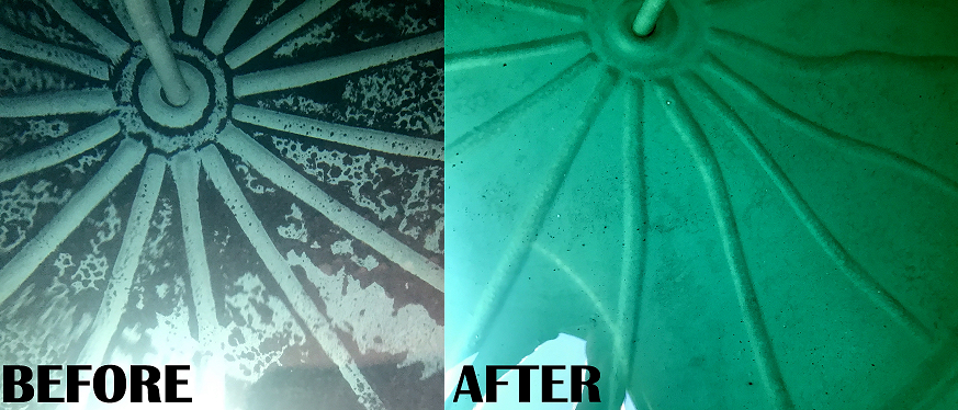 Water tank cleaning before and after