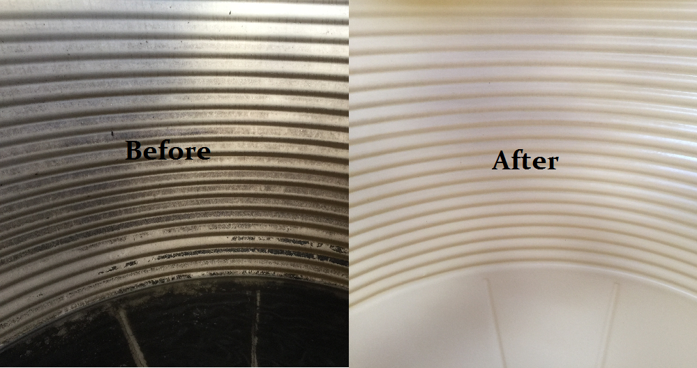 Water tank cleaning before and after