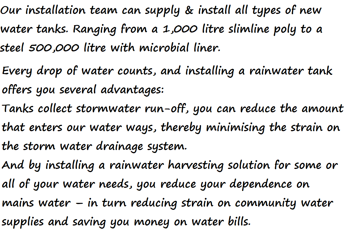 Water tank installs