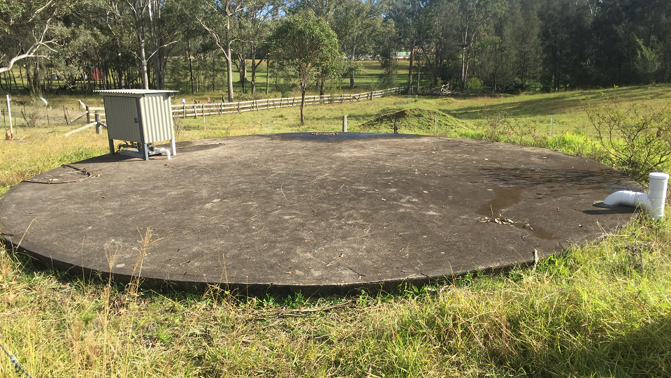 Inside concrete water tank