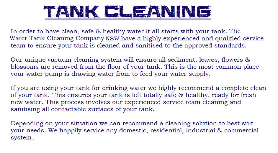 Water tank maintenance information